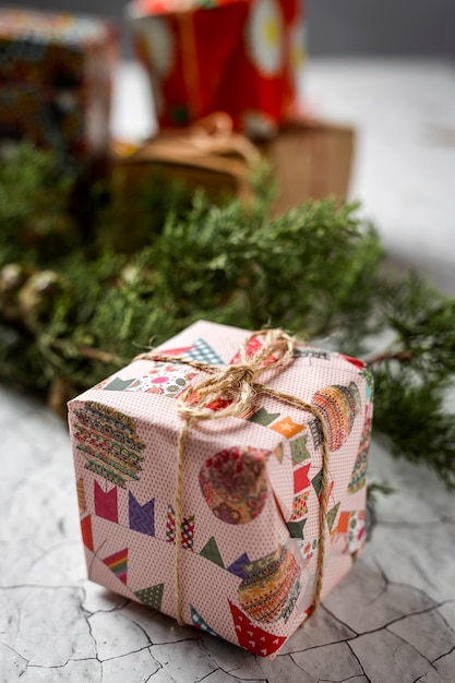 Fondo de cajas de regalo de Navidad
