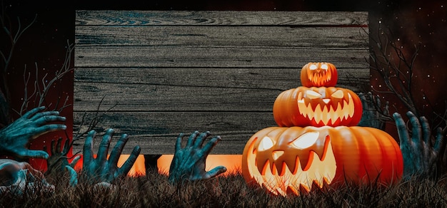 fondo de calabaza de halloween ilustración de renderización en 3D