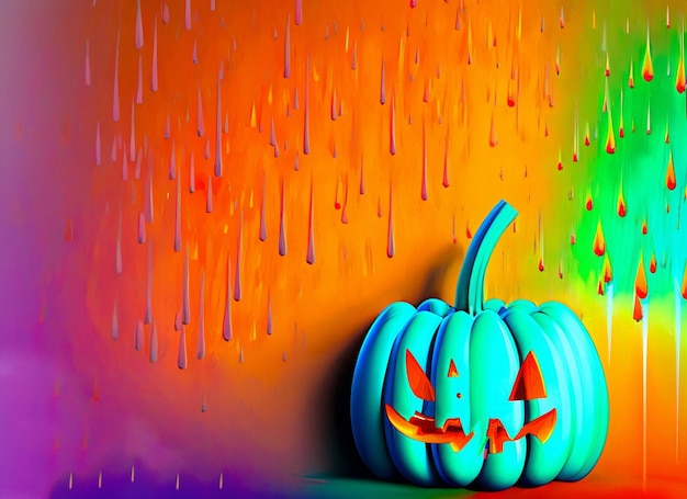 Fondo de calabaza de Halloween con lluvia colorida