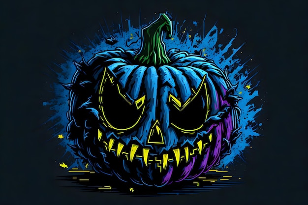 Fondo de calabaza de HalloweenPegatina de camiseta de calabaza de Halloween ai generado