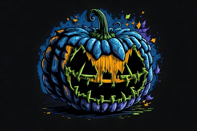 Fondo de calabaza de HalloweenPegatina de camiseta de calabaza de Halloween ai generado