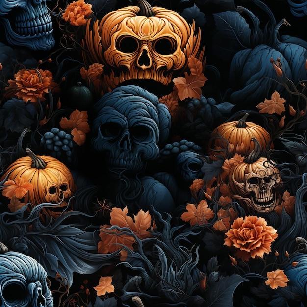 Fondo de calabaza de horror de Halloween y textura del patrón