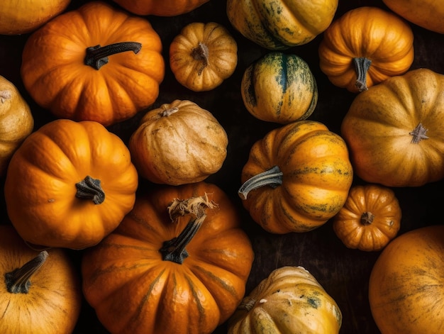 Fondo de calabazas como IA generativa de mosaico transparente