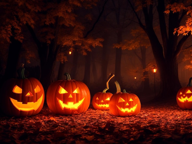 fondo de calabazas de halloween ai generativo