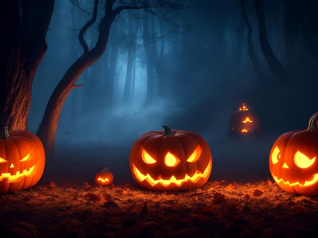 fondo de calabazas de halloween ai generativo