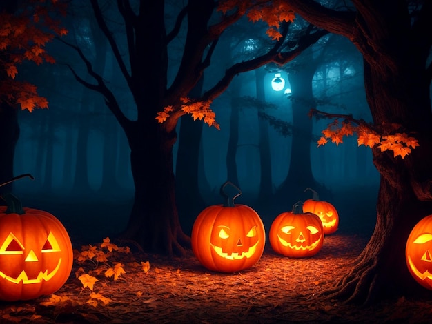 fondo de calabazas de halloween ai generativo