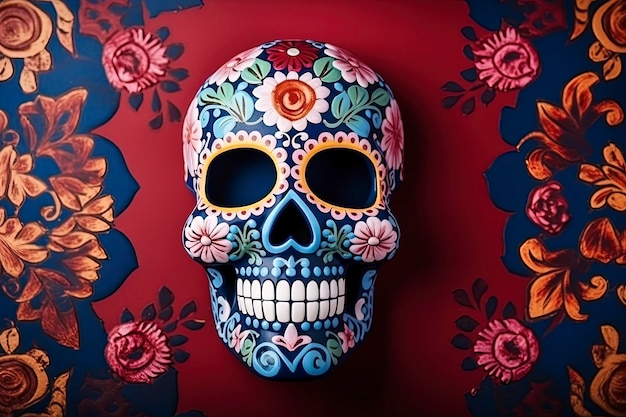 Fondo de calavera mexicana y espacio de copia