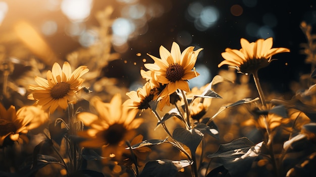 Fondo cambiante cinematográfico de girasol inclinado