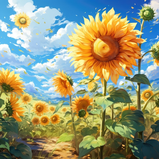 fondo de campo de girasol radiante