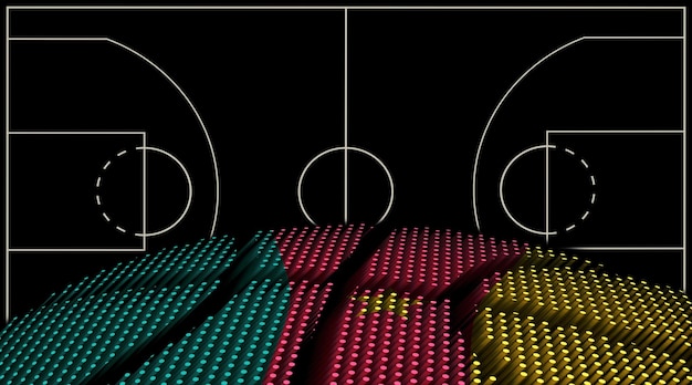 Fondo de cancha de baloncesto de Camerún Pelota de baloncesto