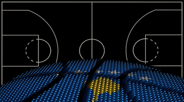 Fondo de cancha de baloncesto de Kosovo Pelota de baloncesto