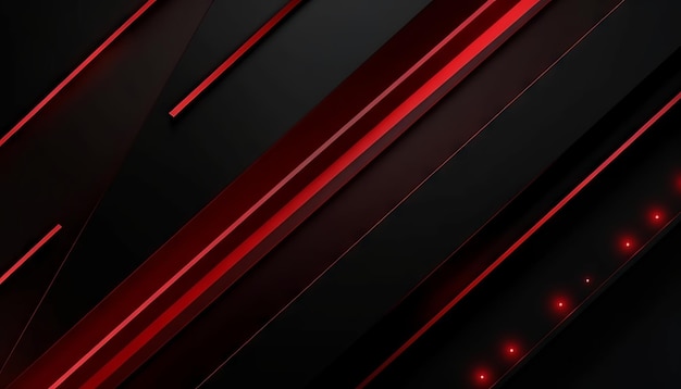 Fondo de capas superpuestas diagonales abstractas negras con decoración de luz roja Generativo ai