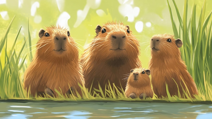 Foto el fondo de capibara kawaii adorable y esponjoso