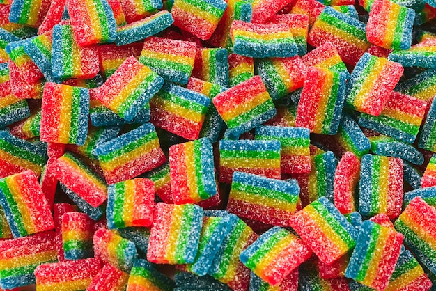 Fondo de caramelos gomosos jugosos arco iris