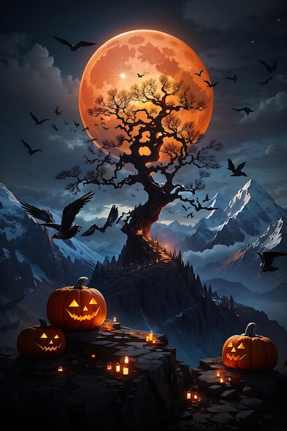 Fondo de cartel de calabaza de Halloween