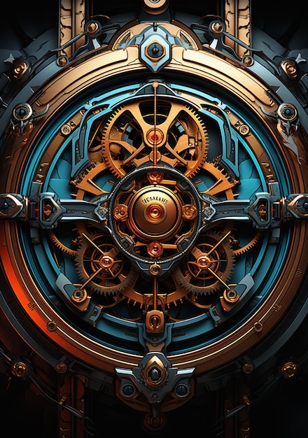 Fondo de cartel de Steampunk de cartel de motivo geométrico azul