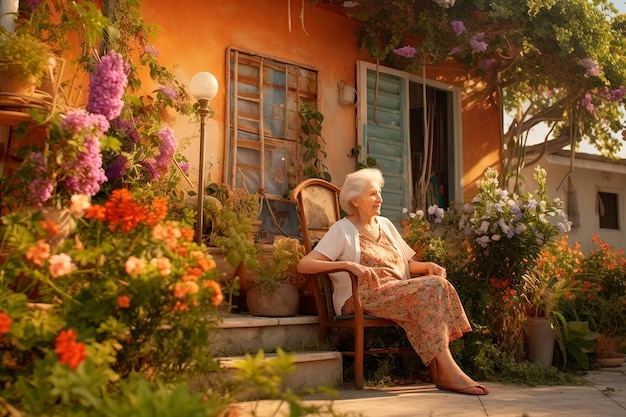 fondo de casa de campo con flores