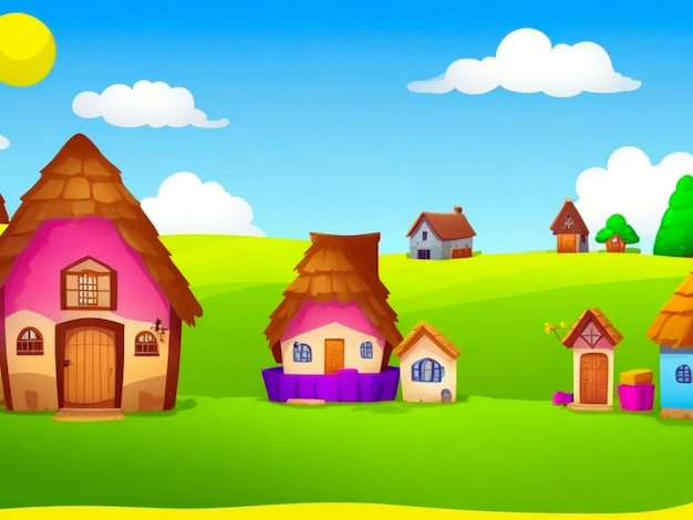 Fondo de casas de pueblo simple para historia infantil