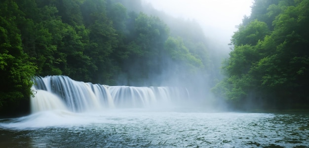 fondo cascada arroyos en la naturaleza cascadas en las colinas llenas de grandes árboles y rociado de agua