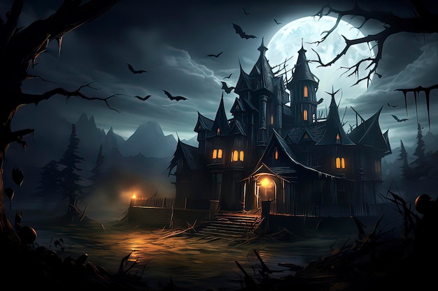 Fondo de castillo de Halloween Imagen generada por tecnología AI