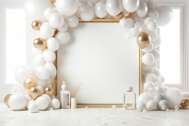 fondo de celebración blanco con globos