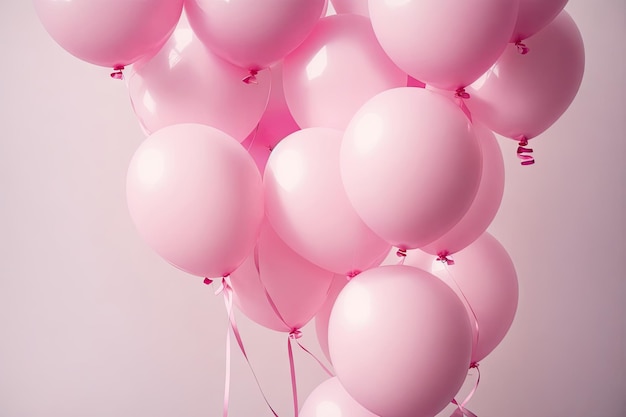 Fondo de celebración de globos rosas ai generativo