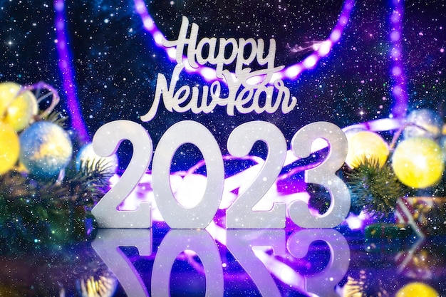 Foto fondo de celebración de nochevieja 2023 feliz año nuevo 2023