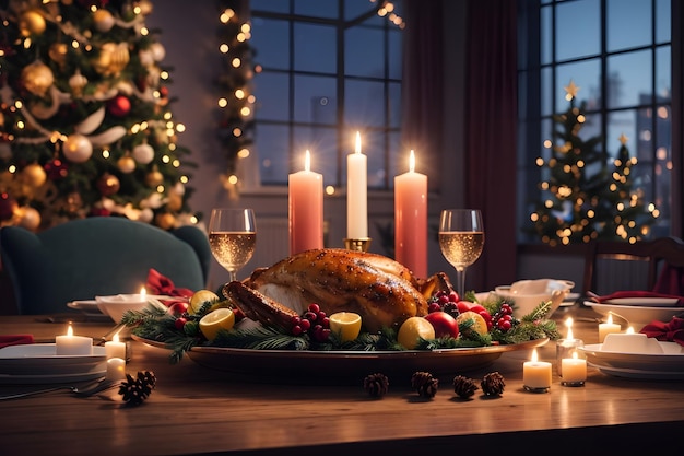 Fondo de cena de Navidad a la luz de las velas