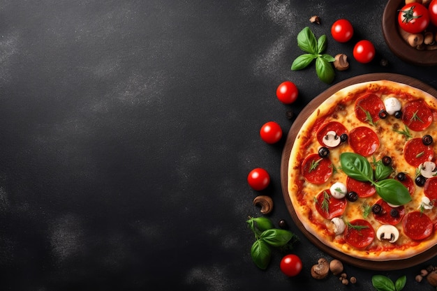 El fondo de la cena de pizza genera Ai