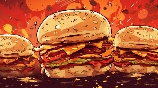 Fondo de ceniza con hamburguesas