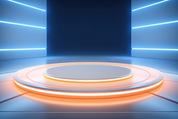 El fondo central en blanco del escenario futurista y limpio