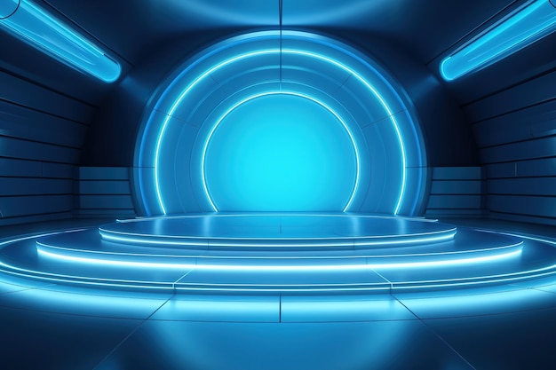 El fondo central en blanco del escenario futurista y limpio