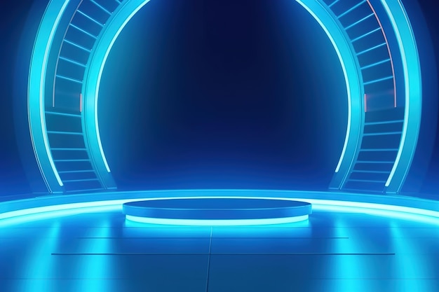 El fondo central en blanco del escenario futurista y limpio