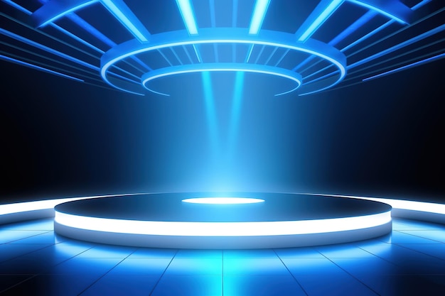 El fondo central en blanco del escenario futurista y limpio