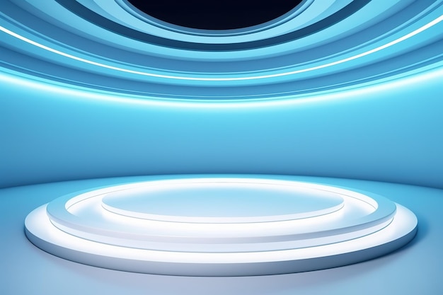 El fondo central en blanco del escenario futurista y limpio