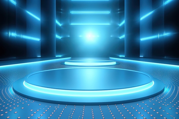 El fondo central en blanco del escenario futurista y limpio