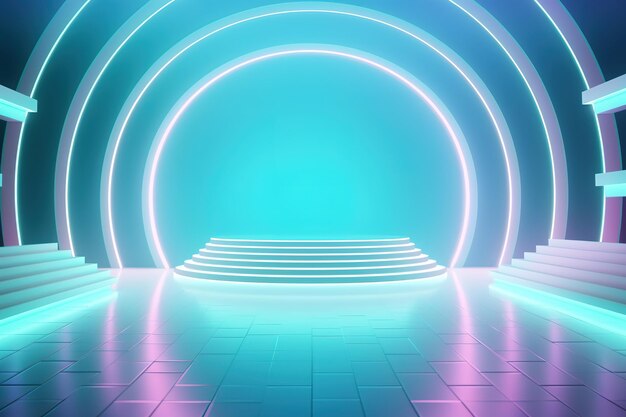 El fondo central en blanco del escenario futurista y limpio