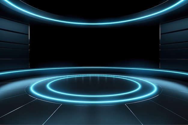 El fondo central en blanco del escenario futurista y limpio