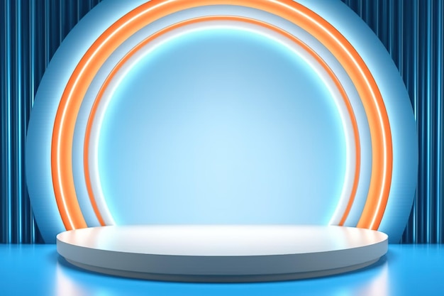 El fondo central en blanco del escenario futurista y limpio