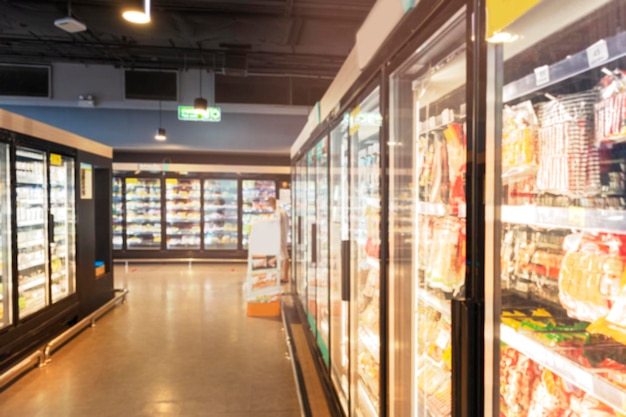 Fondo de centro comercial de departamento de supermercado de imagen borrosa para marketing y promoción