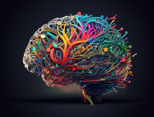 Fondo cerebral colorido creado con tecnología de IA generativa