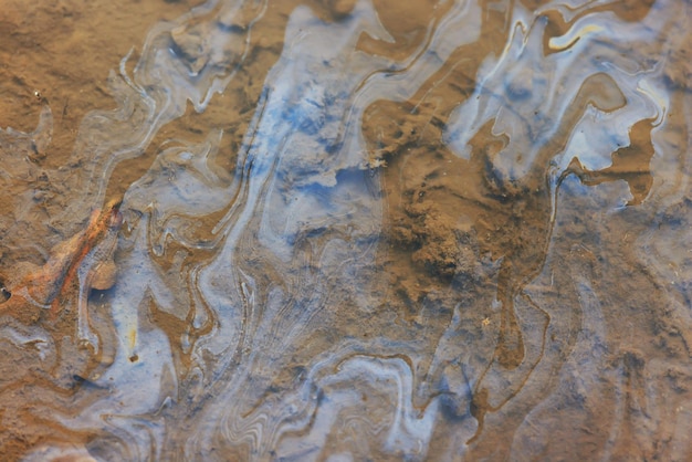 Fondo de charco de gasolina, derrame de contaminación de arco iris multicolor de aceite húmedo