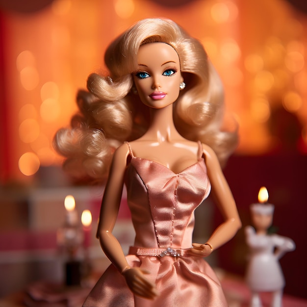 Fondo de chica rubia rosa muñeca Barbie