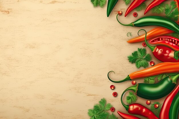 Fondo de chiles mexicanos con espacio de copia de texto para cinco de mayo y dia de muertos