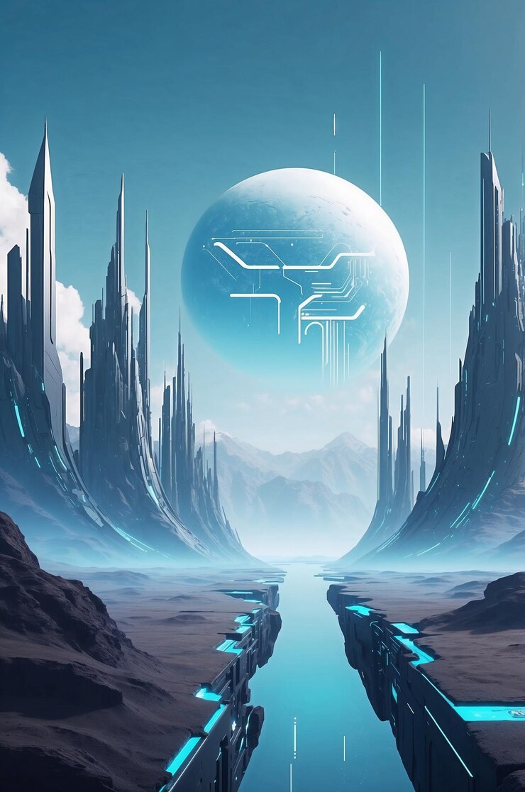 El fondo cibernético futurista del robot