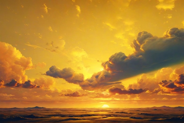 Fondo de cielo amarillo Fondo de cielo al atardecer Fondo de pantalla de cielo amarillo Fondo de cielo dorado AI generativo