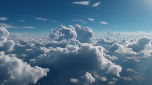 Fondo de cielo azul con panorama de nubes con ai generativo