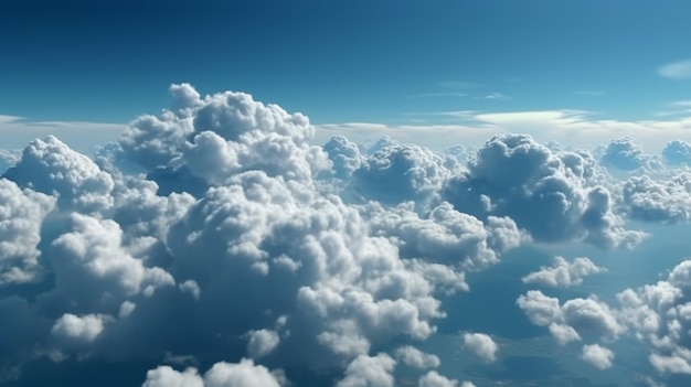 Fondo de cielo azul con panorama de nubes diminutas con ai generativo