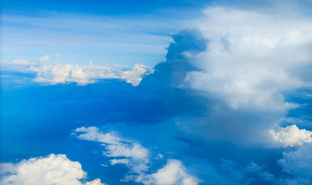 El fondo del cielo azul con pequeñas nubes