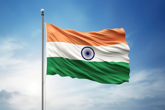 Fondo del cielo Bandera ondeante Independencia india Generativo ai